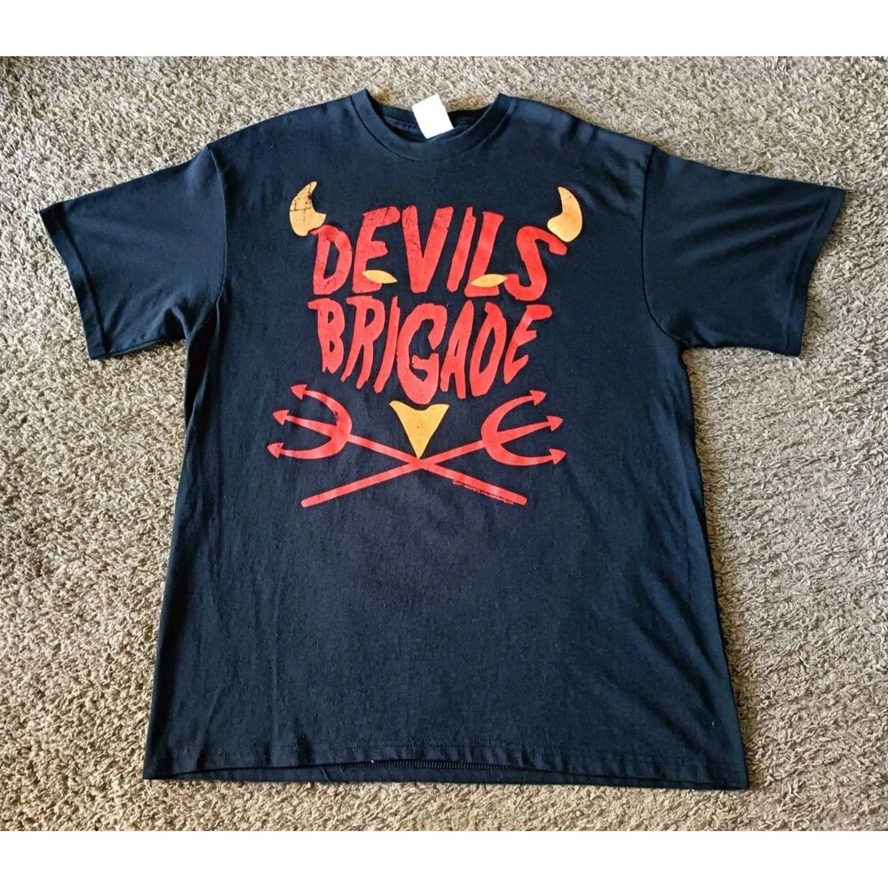 Devils Brigade Punk Rock Band Graphic T-Shirt Men's Large Black